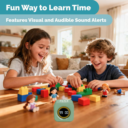 KADAMS Visual Timer for Kids - Pomodoro Timer Cube 5/10/25/50 Min Rotating Visual Countdown Time Management Tool for Toddler Focus ADHD School Classroom Study Homework Productivity - Green