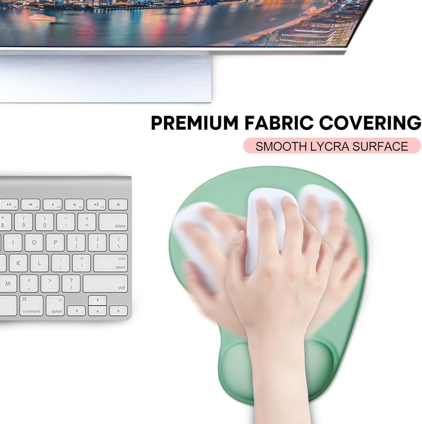 JIKIOU Mouse Pad, 2 Pack Ergonomic Mouse Pads with Comfortable Gel Wrist Rest Support and Smooth Cloth, Non-Slip PU Base for Easy Typing Pain Relief Durable and Easy to Clean Small Black