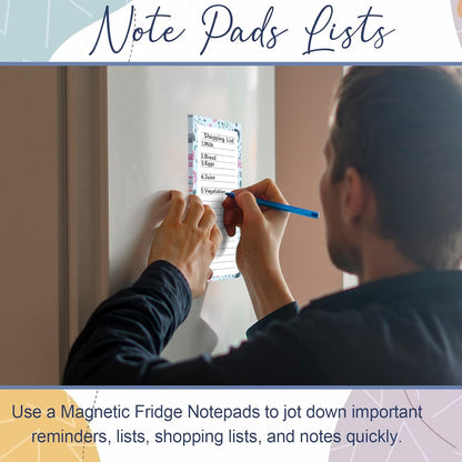 Joyberg Magnetic Notepads for Refrigerator - Flower Design, 50 Sheets Per Pad, 4 Pack Memo Pads for Grocery Lists and To-Dos