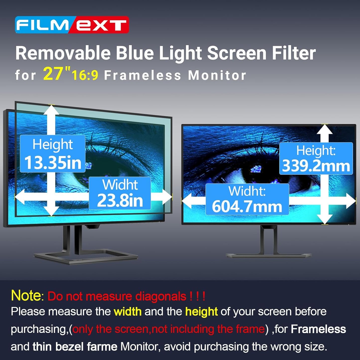[2 Pack] 27 Inch Computer Privacy Screen , 16:9 Aspect Ratio Monitor Privacy Filter with Anti-Glare, Anti-Blue Light & Anti-Spy Protection, Removable Anti-Scratch Screen Protector for 27-Inch Widescreen Monitors