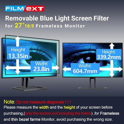[2 Pack] 27 Inch Computer Privacy Screen , 16:9 Aspect Ratio Monitor Privacy Filter with Anti-Glare, Anti-Blue Light & Anti-Spy Protection, Removable Anti-Scratch Screen Protector for 27-Inch Widescreen Monitors