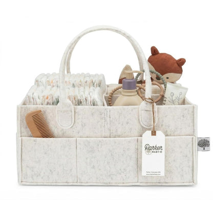 Parker Baby Diaper Caddy - Nursery Storage Bin and Car Organizer for Diapers and Baby Wipes - Oatmeal, Regular