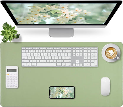 Bloss Leather Desk Pad and Keyboard Wrist Rest, Large Mouse Pad + Keyboard Pad+Mouse Wrist Support, Non-Slip Desk Mat Protector for Office, Home(31.5×15.7 Inches,Beige) - Colors B