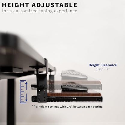 VIVO Large Height Adjustable Under Desk Keyboard Tray, C-clamp Mount System, 27 (33 Including Clamps) x 11 inch Slide-Out Platform for Typing, White, MOUNT-KB05HW