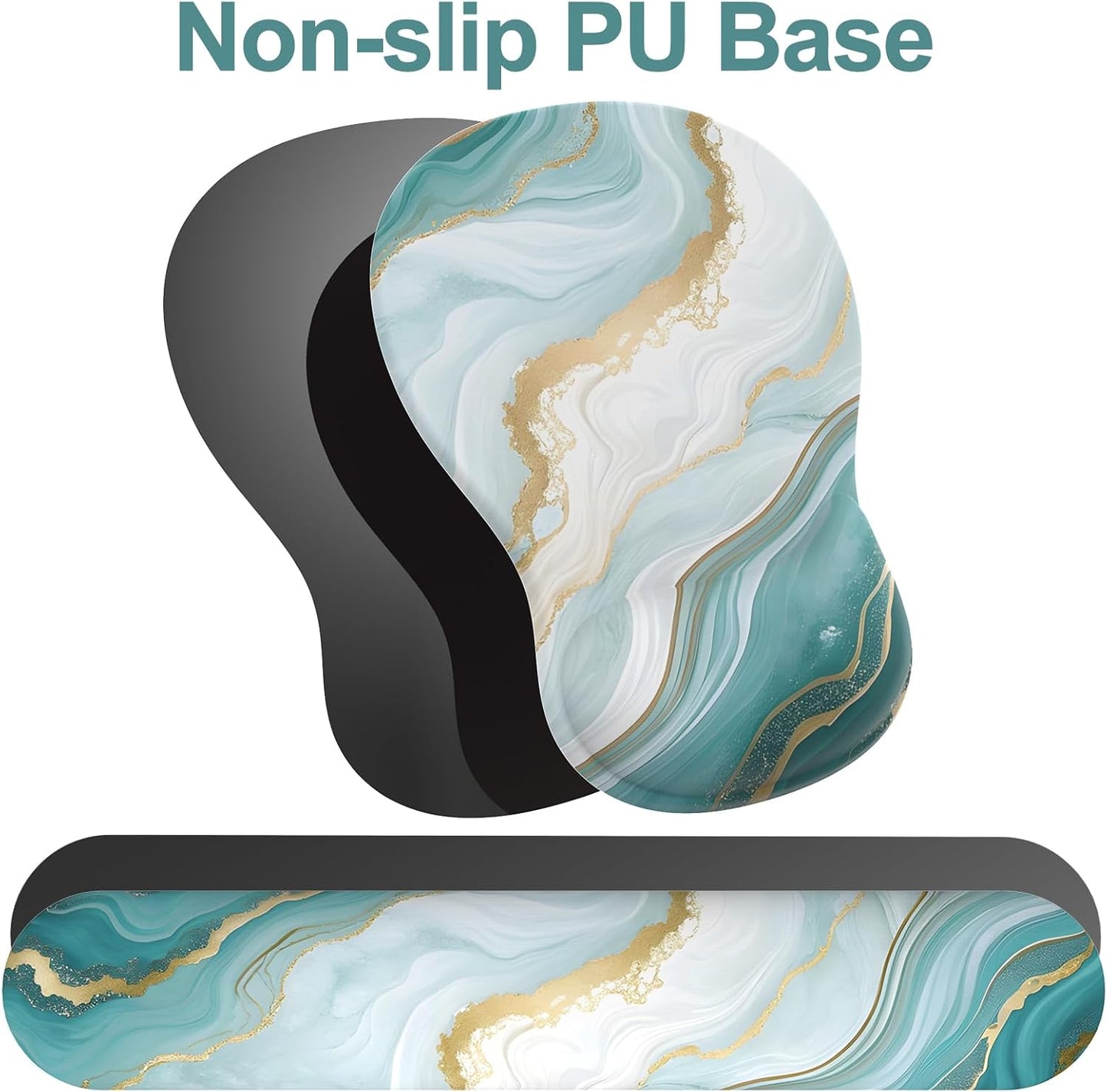Ergonomic Mouse Pad with Wrist Rest and Keyboard Wrist Rest, Gel Mousepad and Wrist Rest for Computer Keyboard, Pain Relief, Non-Slip PU Base, Mouse Pad with Wrist Support for Gaming, Office, Brown