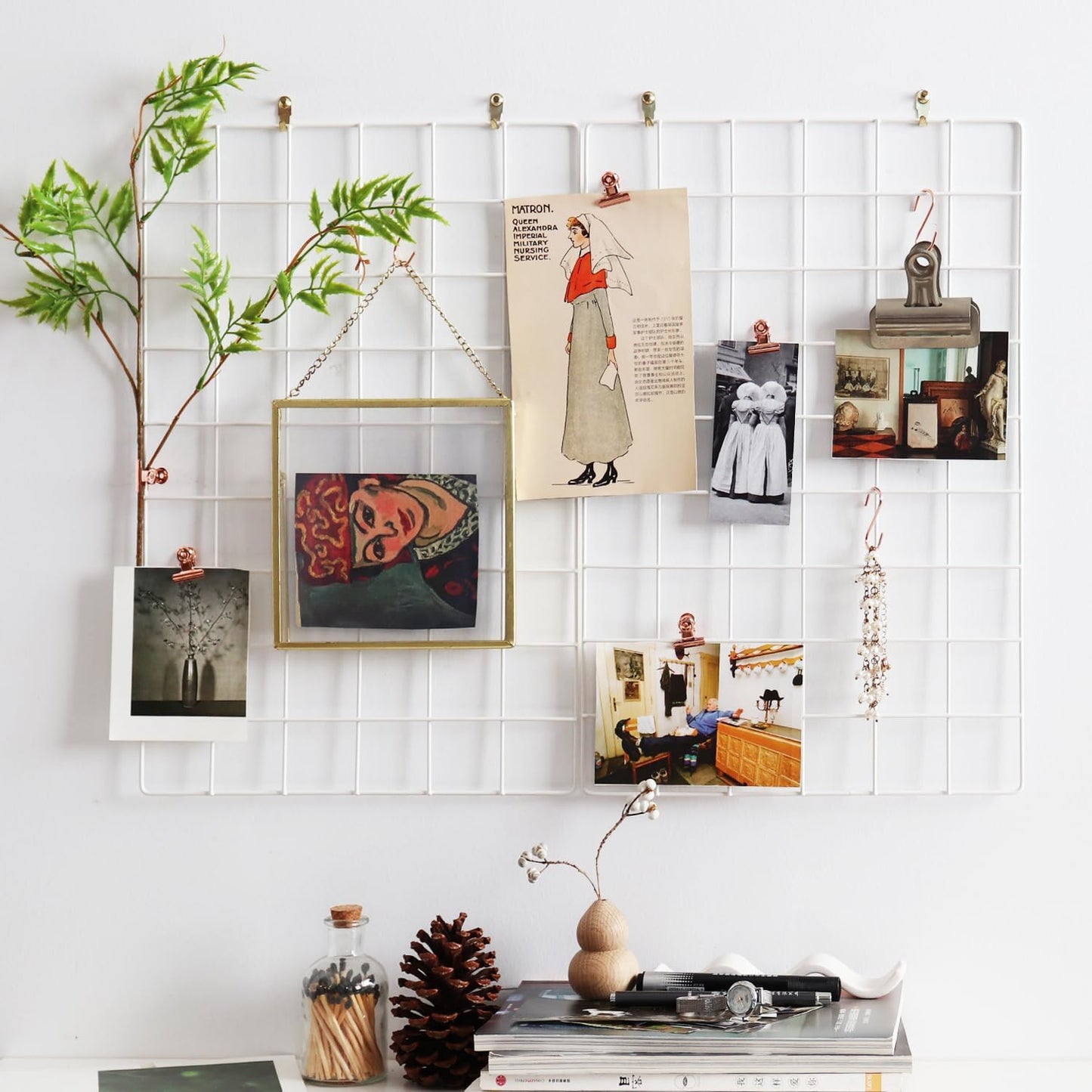 Metal Mesh Wall Grid Panel for Photo Display,Message Board,Size: 17.5" x 11.8",Pack of 2 (Black)