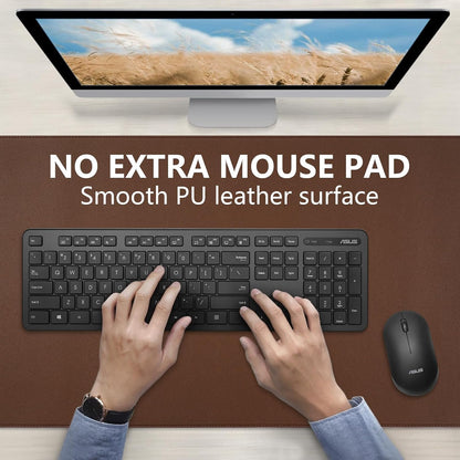 Dual-Sided Desk Pad, Large Mouse Pad - Natural Cork & PU Leather Non-Slip Waterproof Desk Mats for Office and Home (Blue, 31.5" x 15.7")
