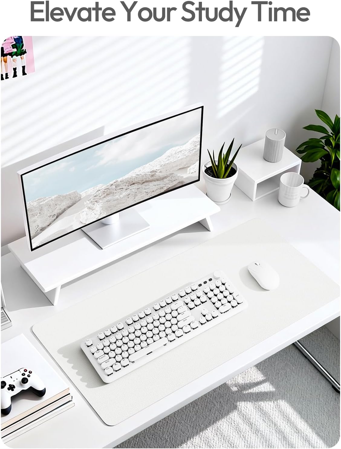 YSAGi Large Extended PU Leather Desk Pad Protector – Non-Slip Waterproof Desk Mat for Office & Home, Easy Clean Mouse Pad & Laptop Writing Blotter 35.4"x17" Black - Colors B