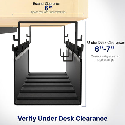 VIVO Screw-on Under Desk 16 inch Fabric Cable Management Tray, Wire Concealer, Power Strip Storage, Workspace Organization, Easy Fold Down Access, Black, DESK-AC16F-S