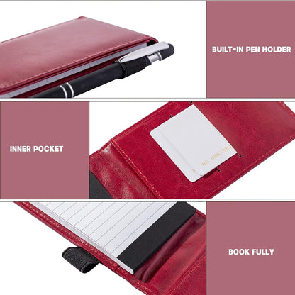 Camelmother 10 Pieces Small Notepad Holder Set Pocket Notebook 3 x 5 Inch with Pen