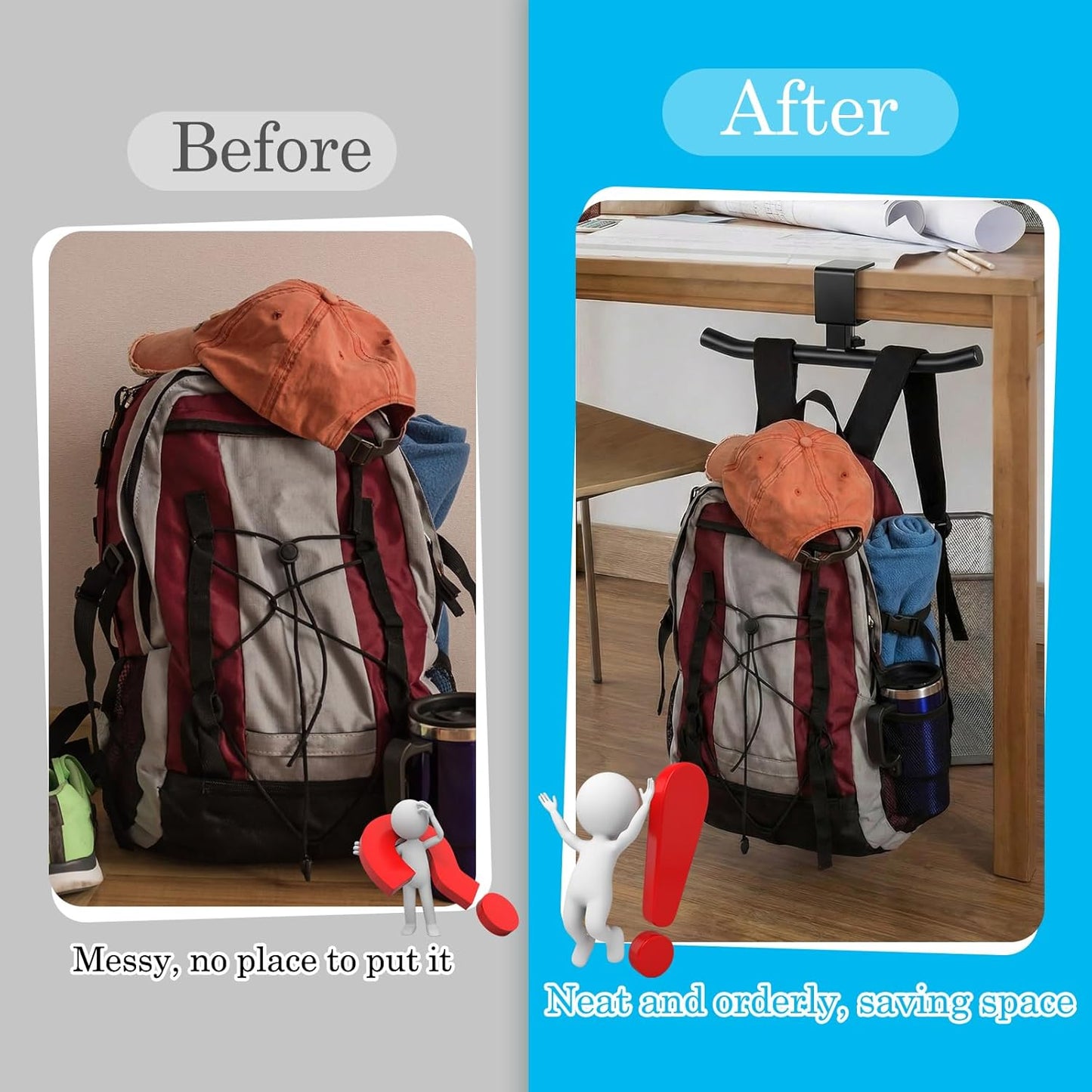 Geelin Bag Hook for Desk Table Heavy-Duty Backpack Hanger Clamp On Purse Holder Adjustable Under Desk Bag Hook for Headphones Handbag Hanger for Classroom Dorm Back to School(Beige)