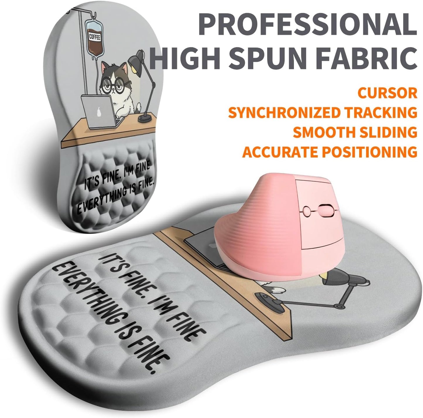 Ergonomic Joint Wrist Support Mouse Pad with Memory Foam Cushion Massage Bump, Carpal Tunnel Pain Relief Mousepad Slope Design for Wrist Rest, 11.8x7.9 in, Black