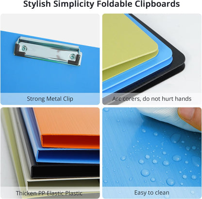 Clipboard Folder, A4 Foldable Clipboards with Pocket, File Cover Office Folder Clipboard, 360 Degree Foldable Storage Clipboards for Office, School or Medical Field, Green
