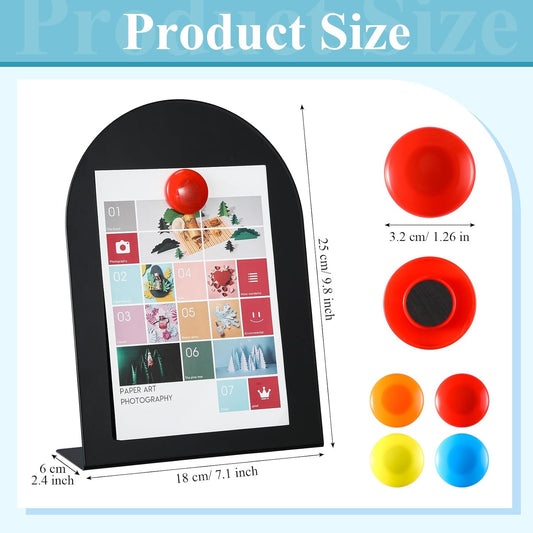 Shimeyao 2 Pcs Pink Magnetic Bulletin Board for Tabletops with 8 Magnets 10x7 Inch Memo Display Easel Stand for Home Office School Kitchen Table Supplies (Arched)