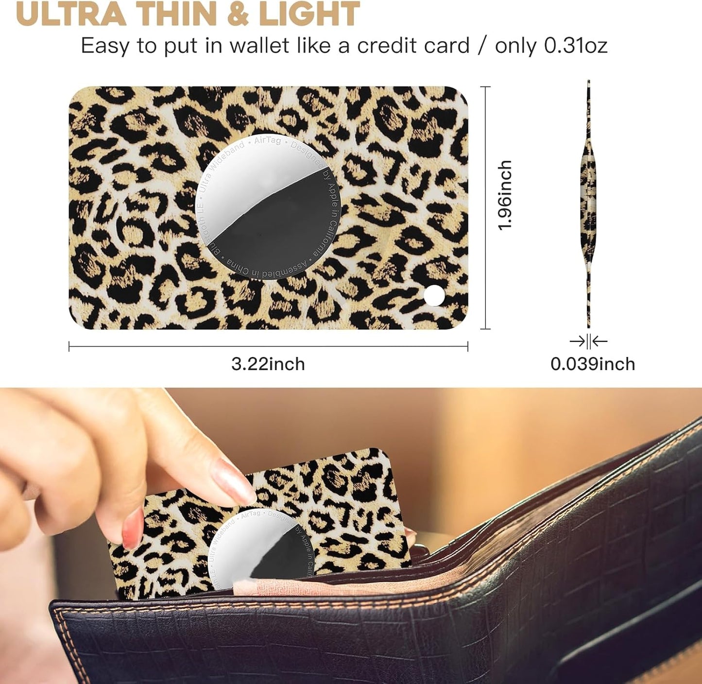 2 Pack Ultra Thin Wallet Holder Card Case for Apple AirTag, Lightweight GPS Tracker Cover for Wallet, Purse, Handbag, Keys, Clutch Bag