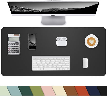 Leather Desk Pad Protector, Office Desk Mat, Large Mouse Pad, Non-Slip PU Leather Desk Blotter, Laptop Desk Pad Desk Accessories for Office and Home (Black, 40" x 17")