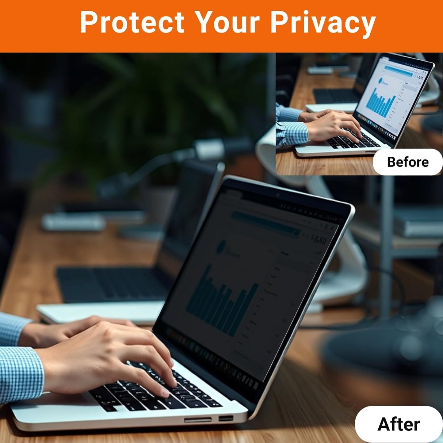Magnetic 14 Inch Laptop Privacy Screen Filter 16:10 Removable Anti Glare Blue Light Anti-Peeping Screen Protector Laptop Privacy Shield Compatible with Chromebook HP Lenovo Thinkpad Dell Asus Samsung