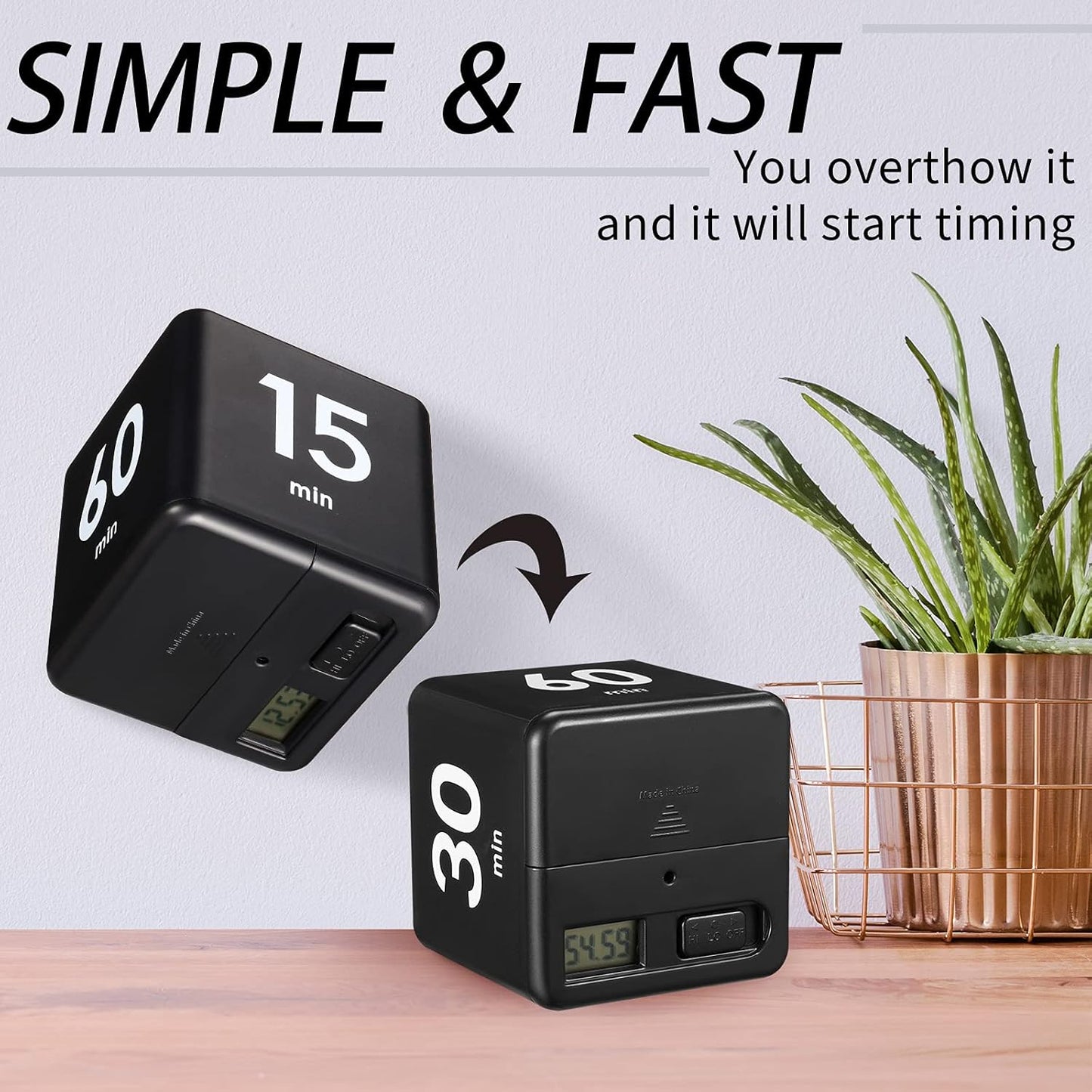 Weewooday 2 Pieces Cube Productivity Timer Flip Gravity Sensor Flip Countdown Countup Workout Timer Management 1 3 5 10 Minutes and 15 20 30 60 Minutes for Work Learning Kitchen Cooking(Green, Blue)
