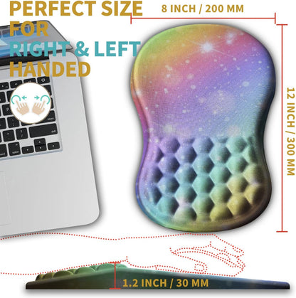 Hokafenle Ergonomic Mouse Pad Wrist Support with Massage Design, Wrist Rest Pain Relief Mousepad with Memory Foam&Non-Slip PU Base, Mouse Pads for Wireless Mouse & Desk (12x8 inch,Black)