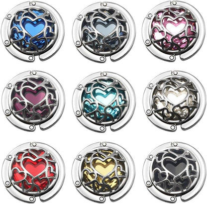 Multiple Hearts Style Premium Foldable Handbag Bag Purse Hanger Table Hook Holder (Gray)