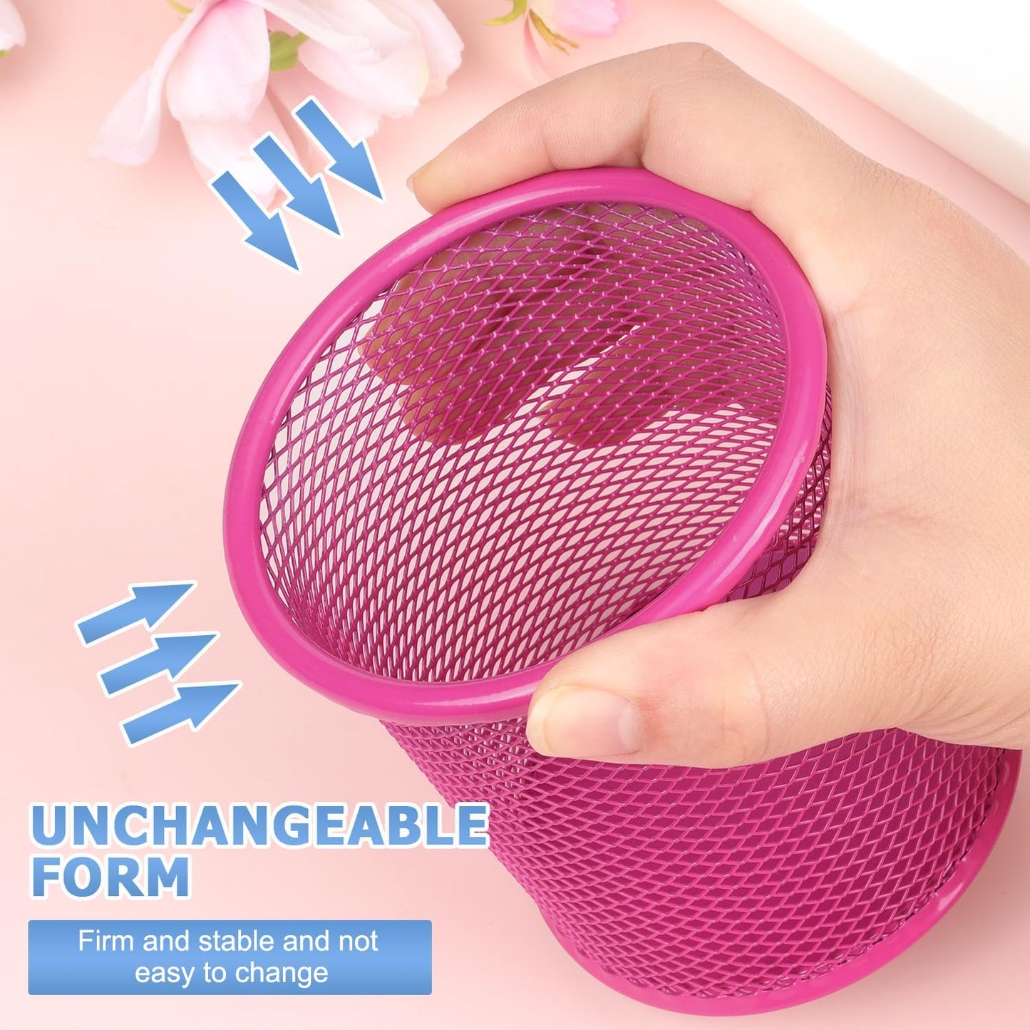 Tamaki Pen Holder Cup for Desk, Desk Organizer Wire Mesh Pencil Cup Holder for Desk Office Pen Organizer (Purple)