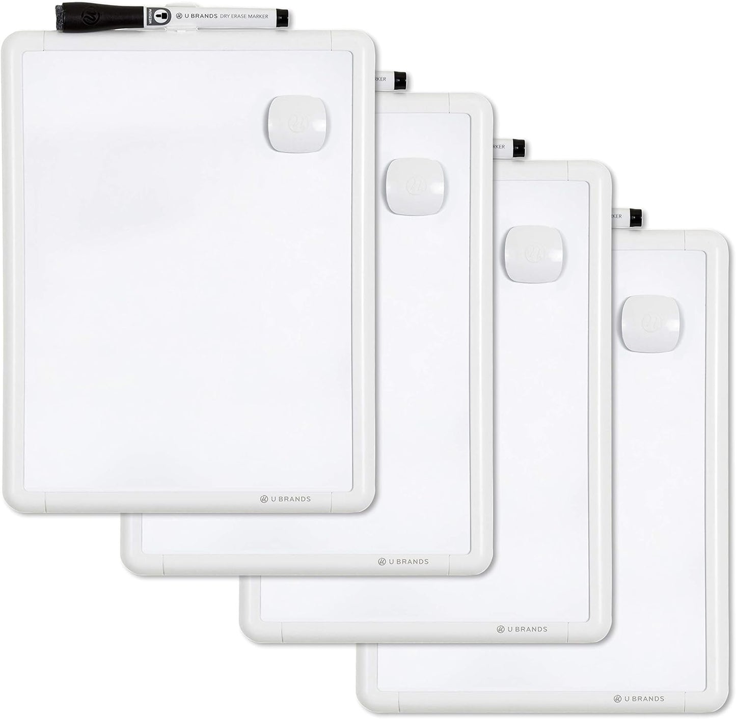 U Brands Contempo Magnetic Small Whiteboard, 8.5” x 11”, White Modern Frame, Mini White Board for Students, Fridge and Locker Dry Erase Board, Includes Marker & Magnet