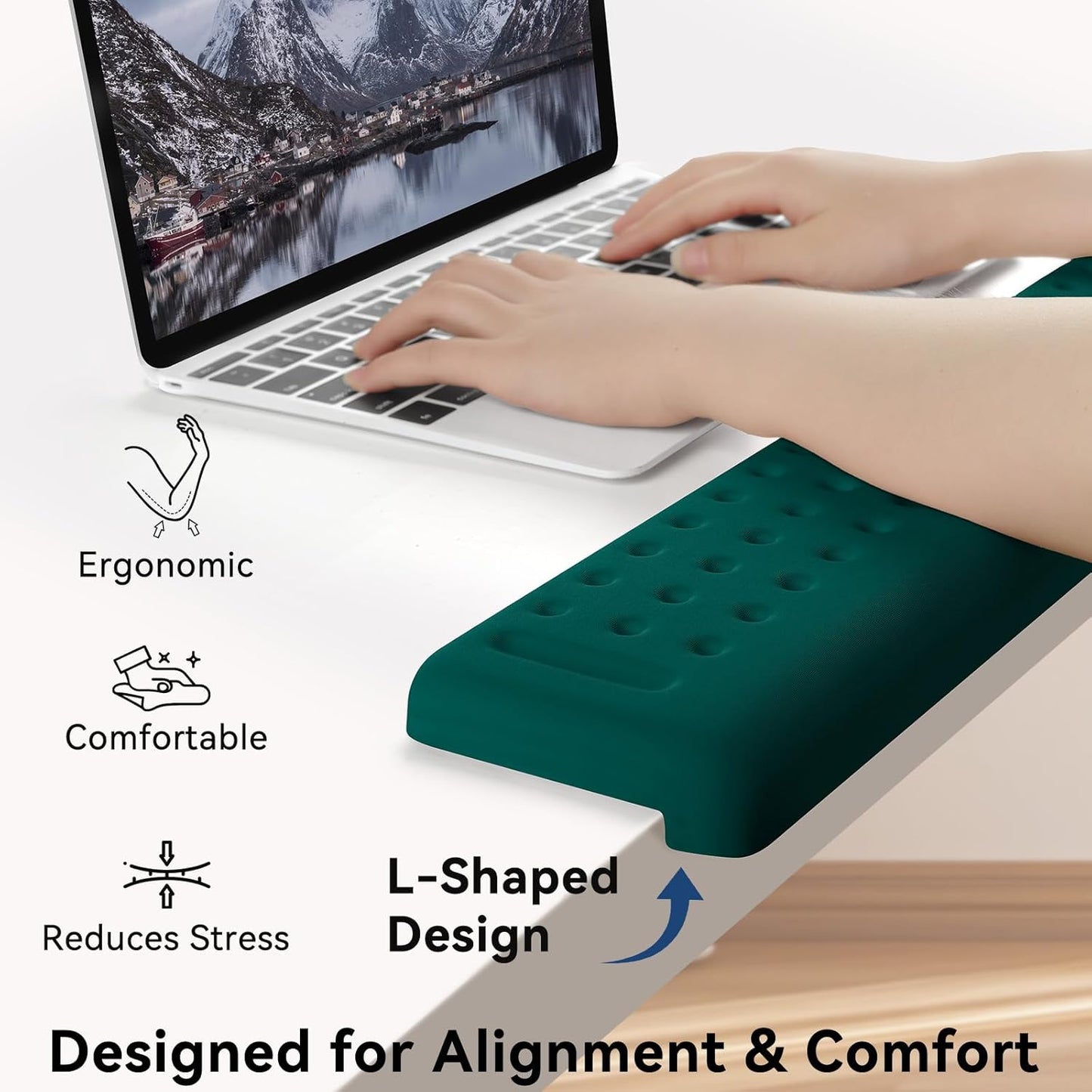 Sushret L-Shaped Desk Elbow Pad for Desk, 2-Pack Memory Foam Elbow Rest for Desk Edge Cushion, Non-Slip Ergonomic Arm Rest for Wrist, Palm & Forearm Support, Office Home, Separate Design, Black