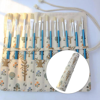 Paint Brush Holder Storage 20 Slots,Art Brush Roll Canvas Pouch,Roll Up Brush Bag Case,Paint Storage Canvas Pouch for Watercolor Gouache
