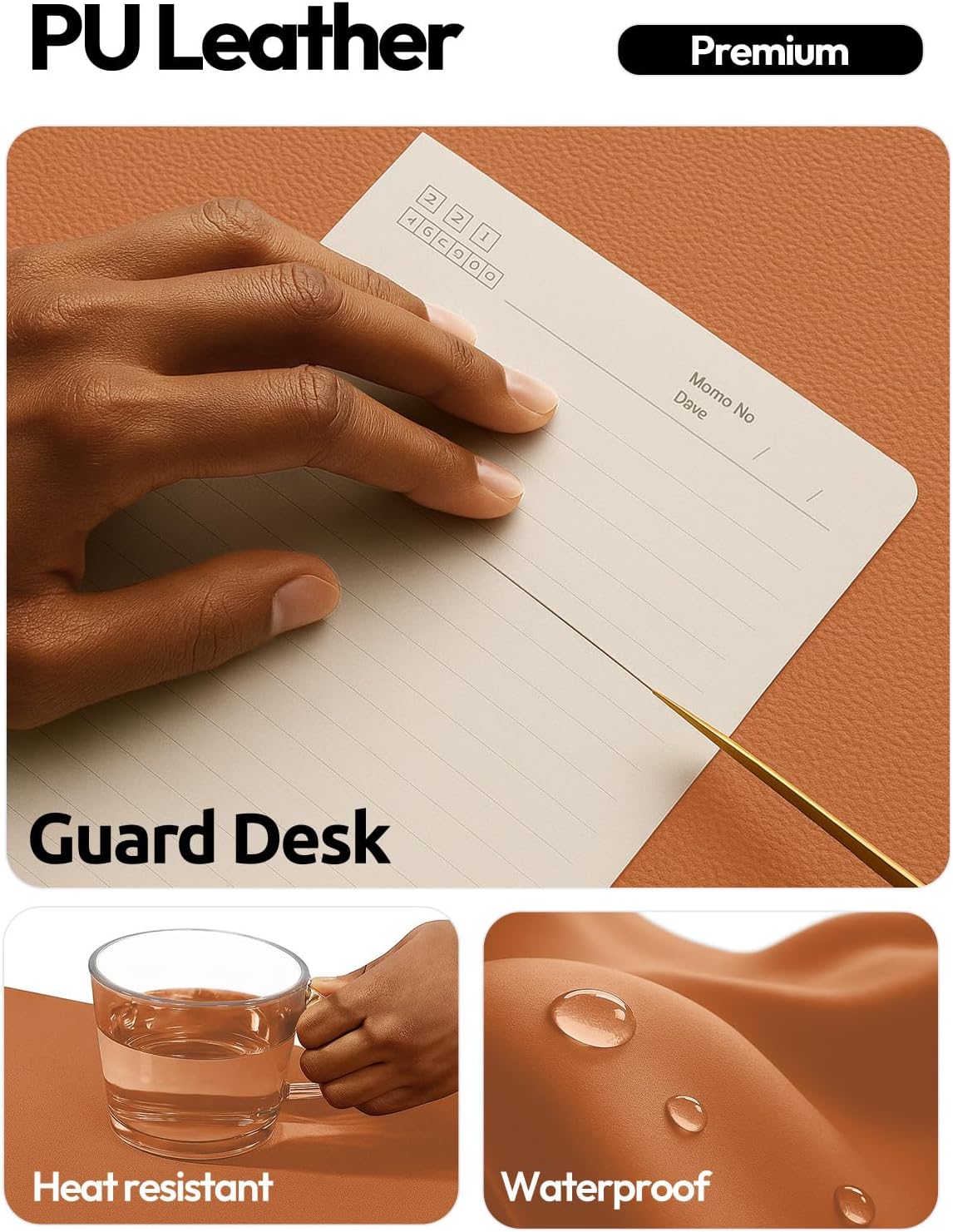 YSAGi Leather Office Desk Pad Protector, Large Mouse Pad, Non-Slip, PU Leather, Laptop Desk Blotter, Waterproof Writing Pad for Office and Home, Black, 23.6" x 13.8" - Colors B
