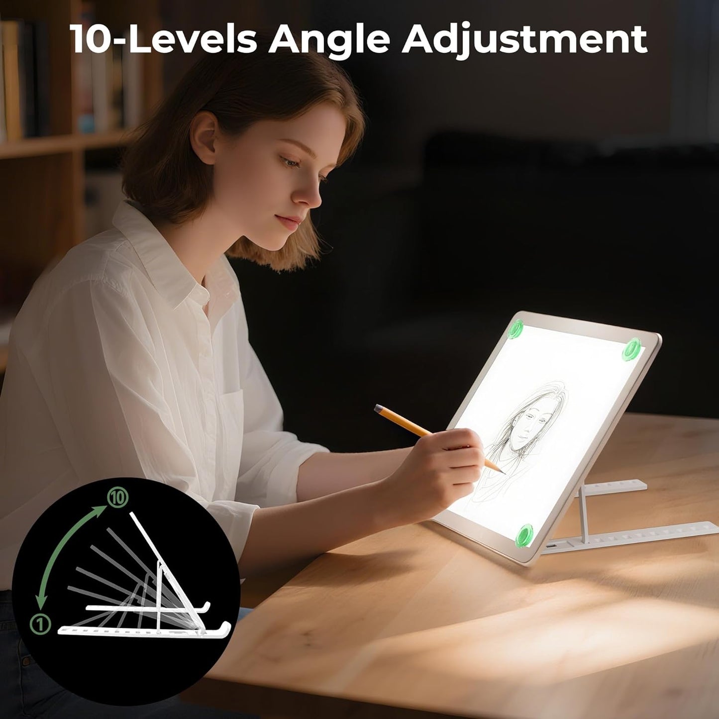 Rechargeable A4 Light Box for Tracing,Bawaslom LED Light Pad with Adjustable Stand and Strong Magnets,Ultra-Thin & Bright Tracing Board for Diamond Art,Sketching,Vinyl Weeding,Architectural Design