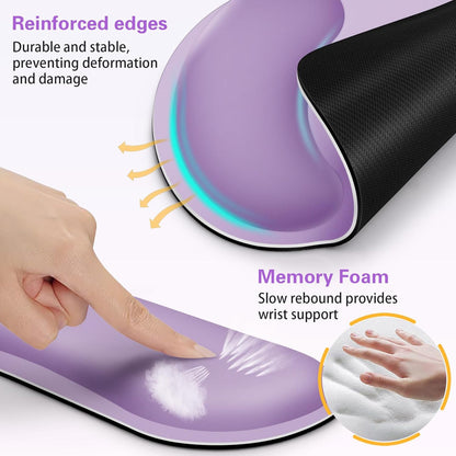 Ergonomic Keyboard Wrist Rest, Mouse Pad with Wrist Rest Anime, Cat Gaming Mousepad with Wrist Support, Memory Foam Wrist Rest Set for Computer Keyboard, Funny Cute Office Desk Accessories