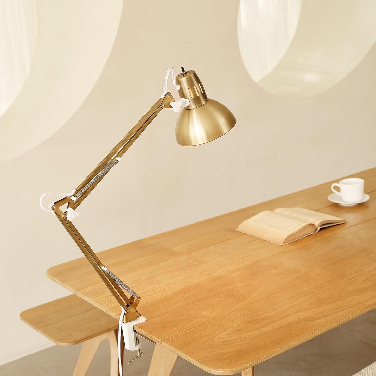 Globe Electric 12641 Architect 32" Swing-Arm Clamp-On Lamp, Black Architect, Finish, LED Bulb Included