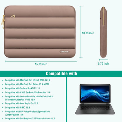 MOSISO Laptop Case 13.3 inch,13-13.3 inch Puffy Laptop Sleeve Compatible with MacBook Neo/Air 13.6 M5 M4 M3 M2 M1/Pro 13/14,HP Dell ASUS Lenovo,Polyester Horizontal Bag with Small Case, Sand