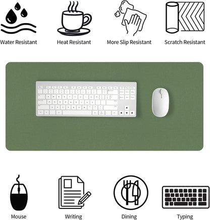 Bloss Leather Desk Pad and Keyboard Wrist Rest, Large Mouse Pad + Keyboard Pad+Mouse Wrist Support, Non-Slip Desk Mat Protector for Office, Home(31.5×15.7 Inches,Beige) - Colors A