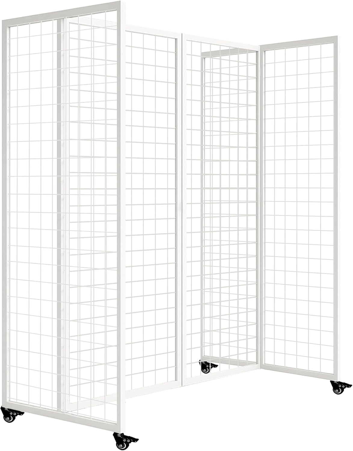 Grid Wall Panels, Grid Wall with Wheels,4x5.5Ft Gridwall Panel Display Stand,Sturdy Art Display Panels, Grid Display Stand, Black