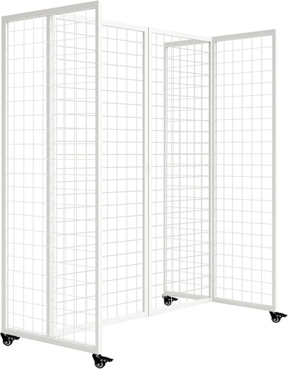 Grid Wall Panels, Grid Wall with Wheels,4x5.5Ft Gridwall Panel Display Stand,Sturdy Art Display Panels, Grid Display Stand, Black