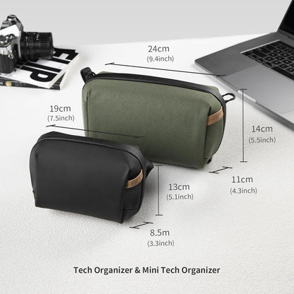 PGYTECH Mini Travel Tech Organizer, Waterproof Tech Bag, Electronics Accessories Organizer Carrying Case, Organizer Bag for Cables, Cord, Phone Batteries, Charger, Photography SD Card, Green