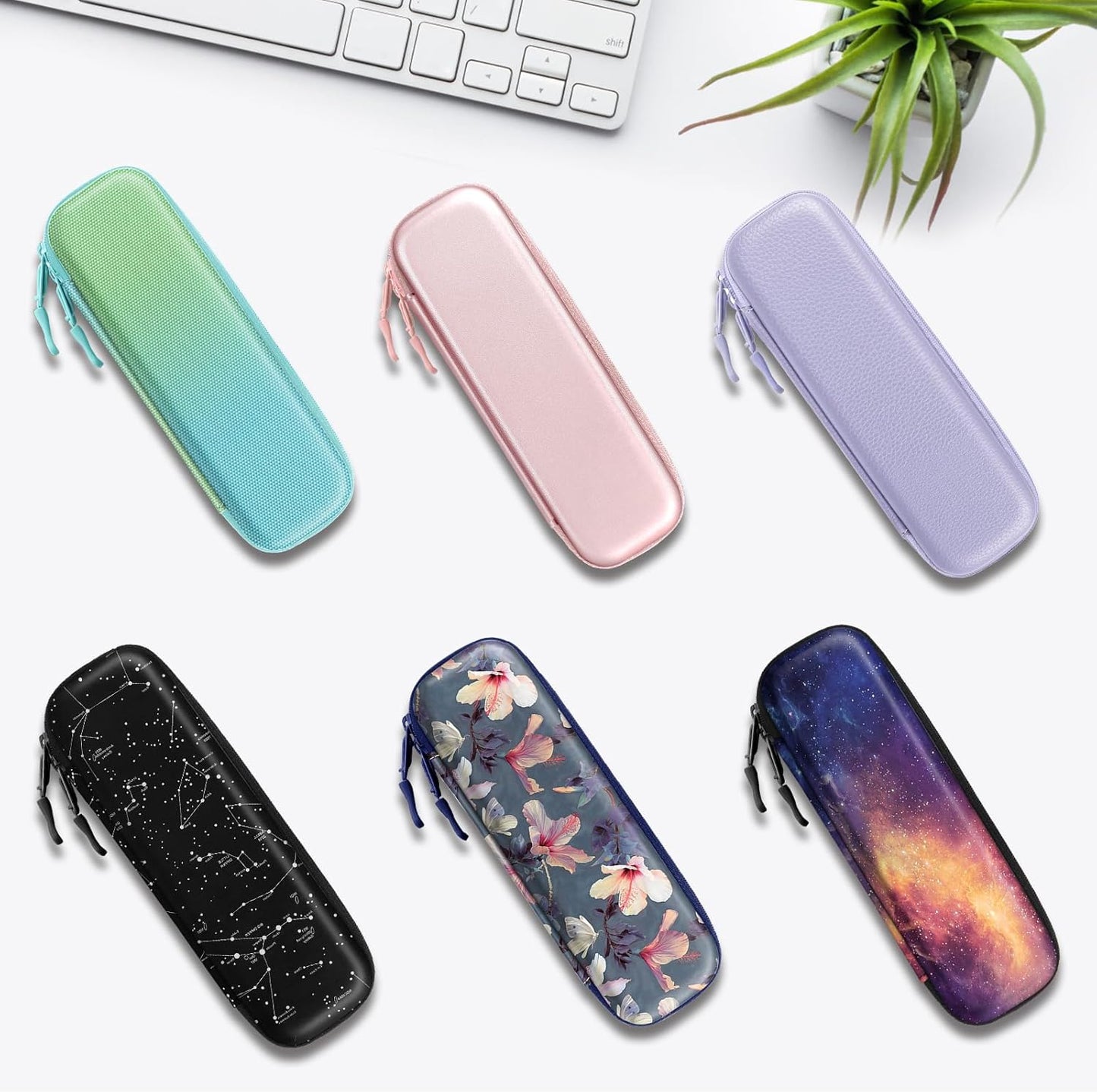 Fintie Holder Case for Apple Pencil Pro, Apple Pencil (USB-C / 1st / 2nd Generation), PU Leather Carrying Bag Sleeve Compatible with Pen, USB Cable, Samsung Stylus, Lilac Marble