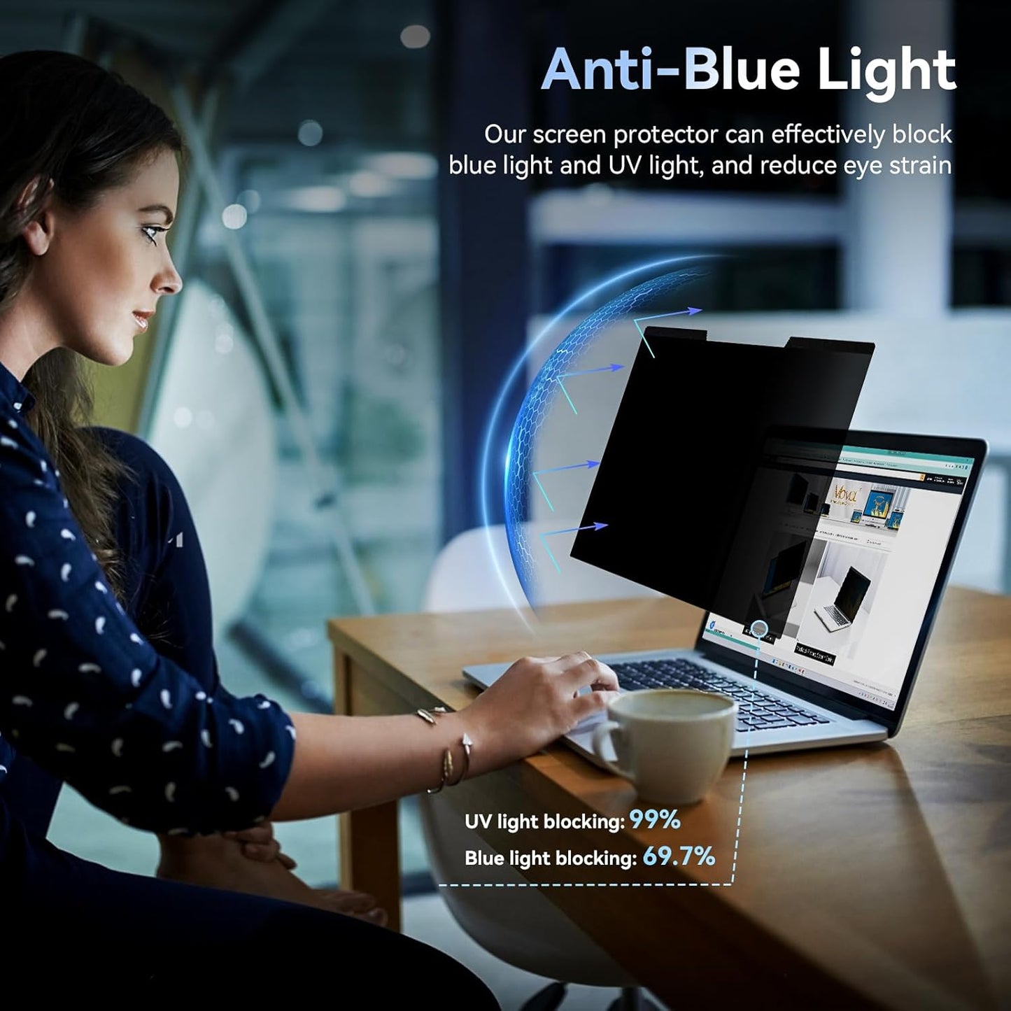 Mamol Magnetic Laptop Privacy Screen 14 inch ,16:10 Aspect Removable Anti Glare Protector Blue Light Privacy Screen Filter,Filter Shield Compatible with HP/Dell/Acer/Asus/Samsung/Lenovo/Thinkpad Envy