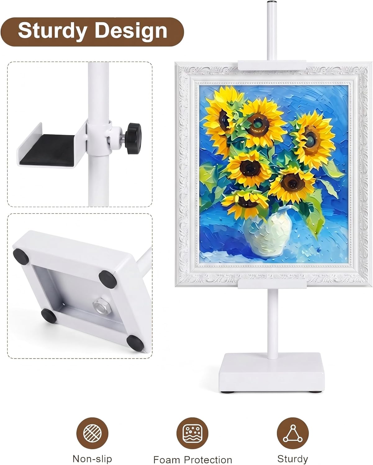 Adjustable Tabletop Easel Stand, Picture Easels for Display Up to 17" H, Gold Metal Picture Frame Holder Stand Table for Art, Photo (1 Pack)
