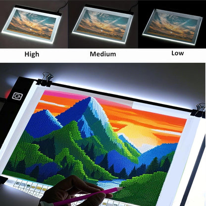 A2 Extra Large Tracing LED Light Pad for Diamond Art, Sketching, Painting - Adjustable Brightness, Sketching, Tracing - USB Powered DIY Diamond Art Light Box - No mesh No dot