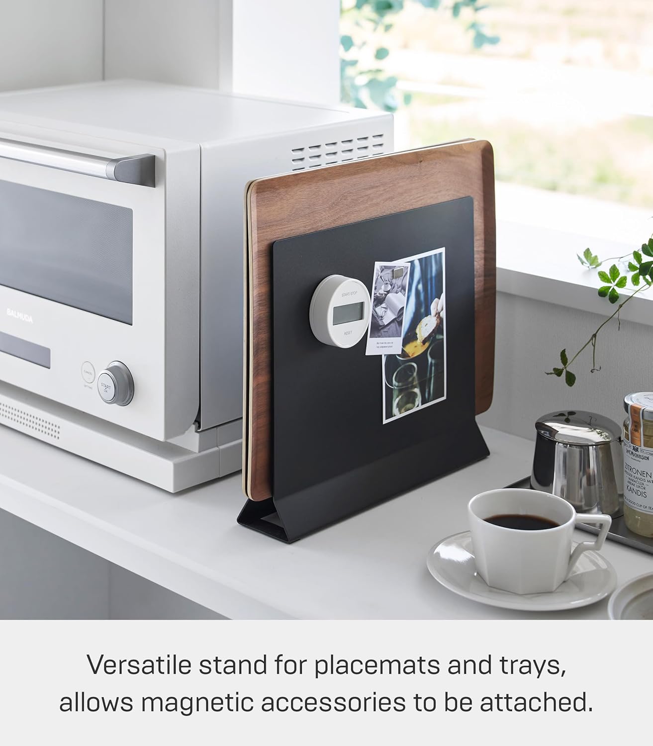 Yamazaki 1999 Placemat Stand, White, Approx. W11.8 x D2.6 x H10.4 inches (30 x 6.5 x 26.5 cm), Tower Placemat Storage, Tray Storage, Round Compatible