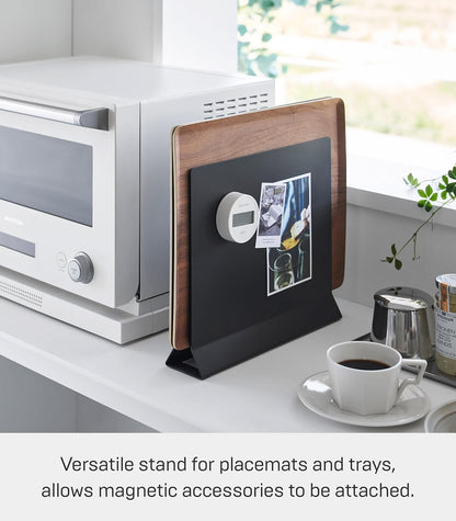 Yamazaki 1999 Placemat Stand, White, Approx. W11.8 x D2.6 x H10.4 inches (30 x 6.5 x 26.5 cm), Tower Placemat Storage, Tray Storage, Round Compatible