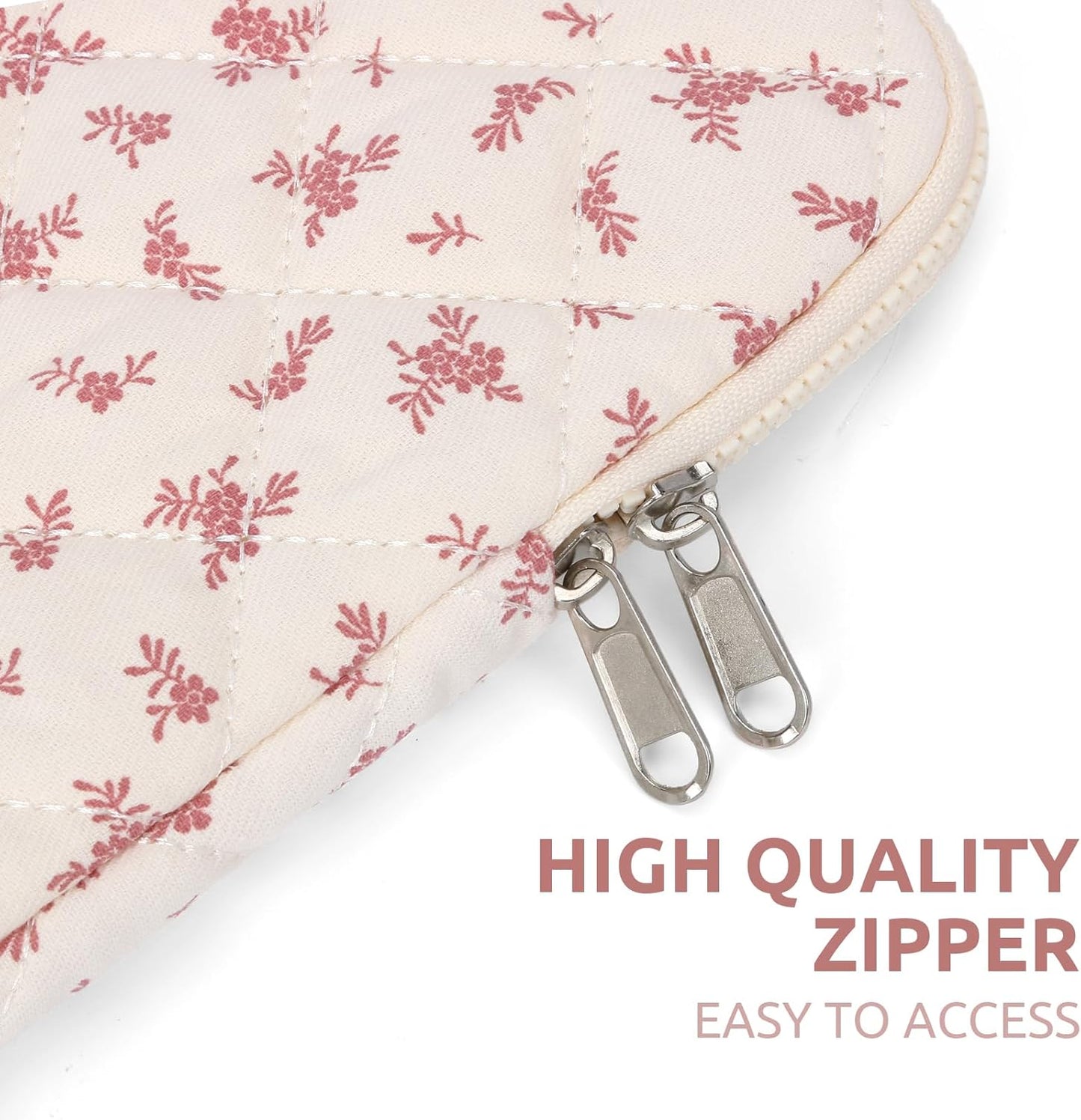 Puffy Laptop Sleeve 13 Inch Cute Quilted Laptop Protective Case Padded Floral Computer Sleeve for MacBook (A-Blue, 13 Inch)