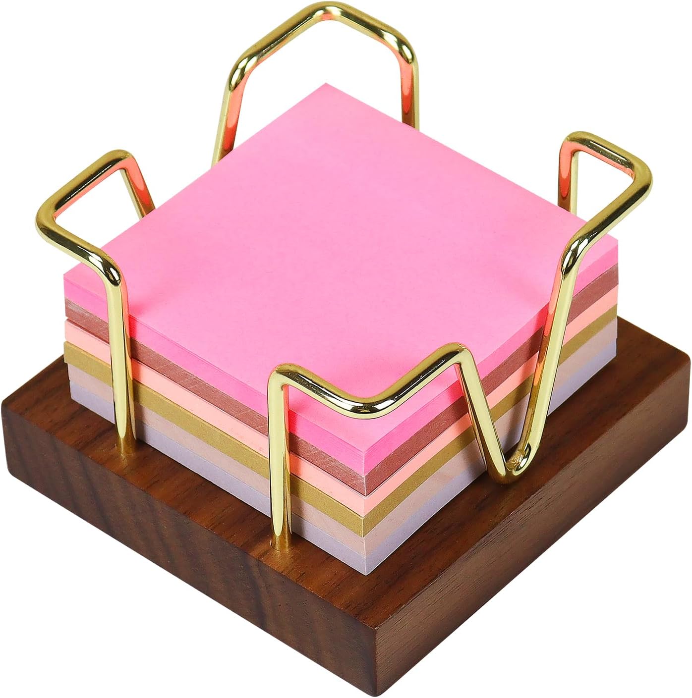Buqoo 4x6 Notepad Holder Dispenser, Walnut Wood Sticky Notes Memo Pad Holder Dispenser Desk Supplies Organizer Accessories for Office Home Schools