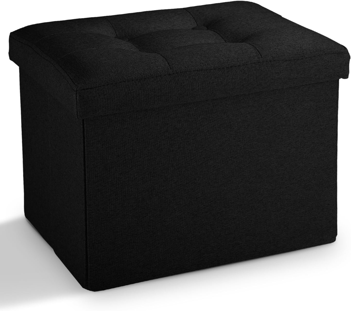 LINMAGCO Ottoman Storage Ottoman with Storage Small Foot Rest Stool Under Desk Stool Short Folding Footrest Linen Cloth Dark Gray 16X12X12IN