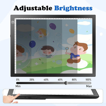 KIVOTAC 9x12 Inch LED Light Pad, Ultra-Thin USB Powered Bright Light up Box Adjustable Light Table for Drawing, Weeding Vinyl, Diamond Art, Sketching, Tracing and Animation