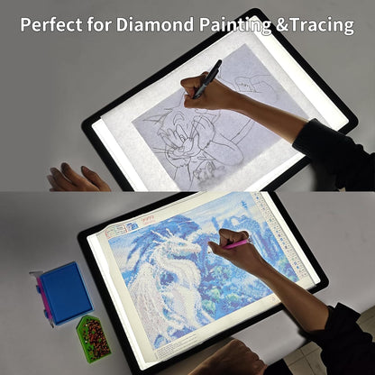 Phylosal Rechargeable A3 LED Light Pad for Diamond Painting, Ultra-Thin Magnetic Tracing Light Box for Drawing, Diamond Art Light Board with Side Button, Super Bright Light Table for Sketching (White)