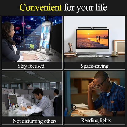 CATPOWER Portable Laptop Monitor Light Bar with USB Connection, e-Reading LED Task Lamp, 3 Color Temperature Settings, 10 Levels of Brightness Adjustment, No Glare on the Screen, Saves Space