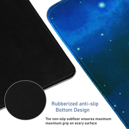 Large Extended Gaming Mouse Pad with Stitched Edges, (31.5X15.7In) Durable Non-Slip Natural Rubber Base, Waterproof Computer Keyboard Pad Mat for Esports Pros/Gamer/Desktop/Office/Home-Black